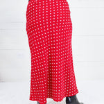 Lucy Red Polka Dot Silky Slip Skirt Sunday Edition