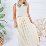 Lulu Butter Yellow Button Front Skirt Blu Pepper