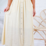 Lulu Butter Yellow Button Front Skirt Blu Pepper
