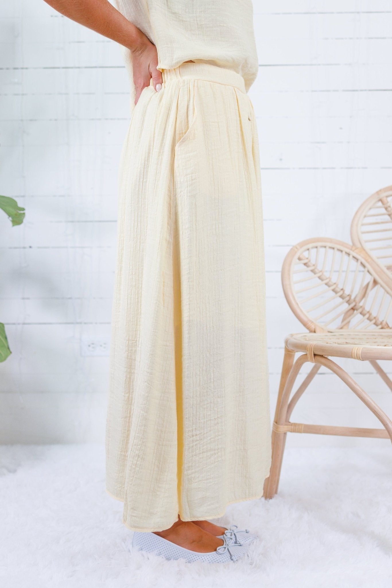 Lulu Butter Yellow Button Front Skirt Blu Pepper