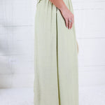 Lulu Light Olive Button Front Skirt Blu Pepper