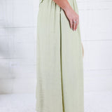 Lulu Light Olive Button Front Skirt Blu Pepper