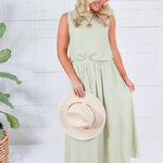Lulu Light Olive Button Front Skirt Blu Pepper