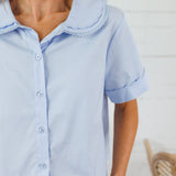 Mable Powder Blue Peter Pan Poplin Top