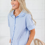 Mable Powder Blue Peter Pan Poplin Top