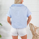 Mable Powder Blue Peter Pan Poplin Top