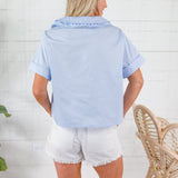 Mable Powder Blue Peter Pan Poplin Top