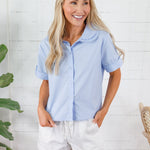 Mable Powder Blue Peter Pan Poplin Top