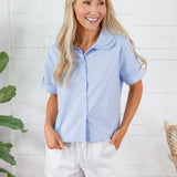 Mable Powder Blue Peter Pan Poplin Top