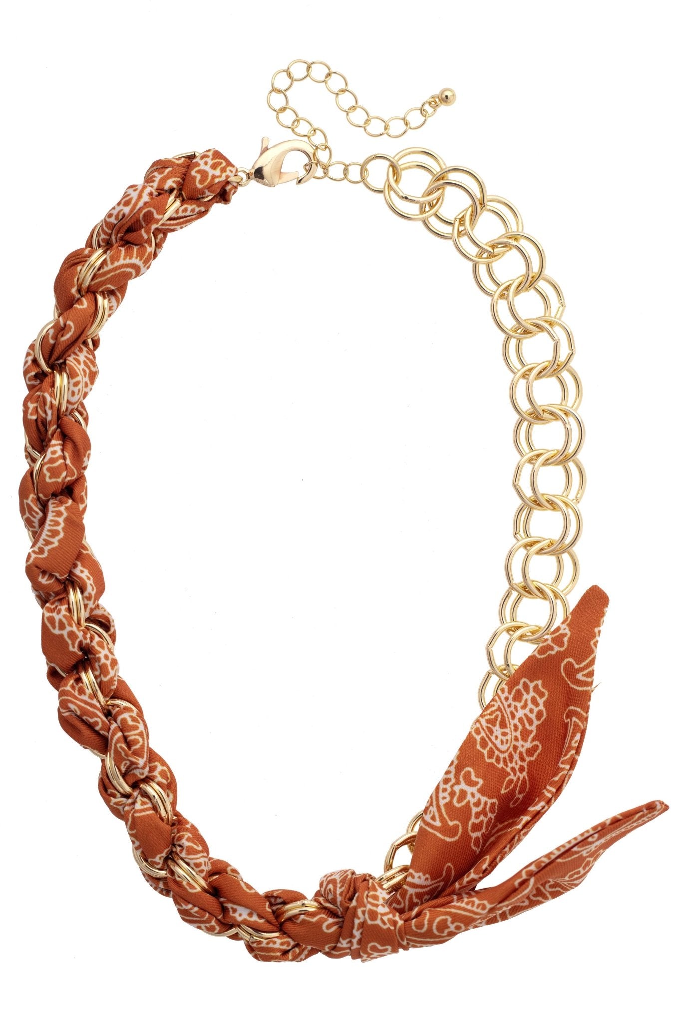Maddie Burnt Orange Chain Scarf Necklace - A3 Accessories - Jewelry - Clover + Bee