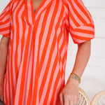 Maddox Coral Stripe Maxi Dress Karlie