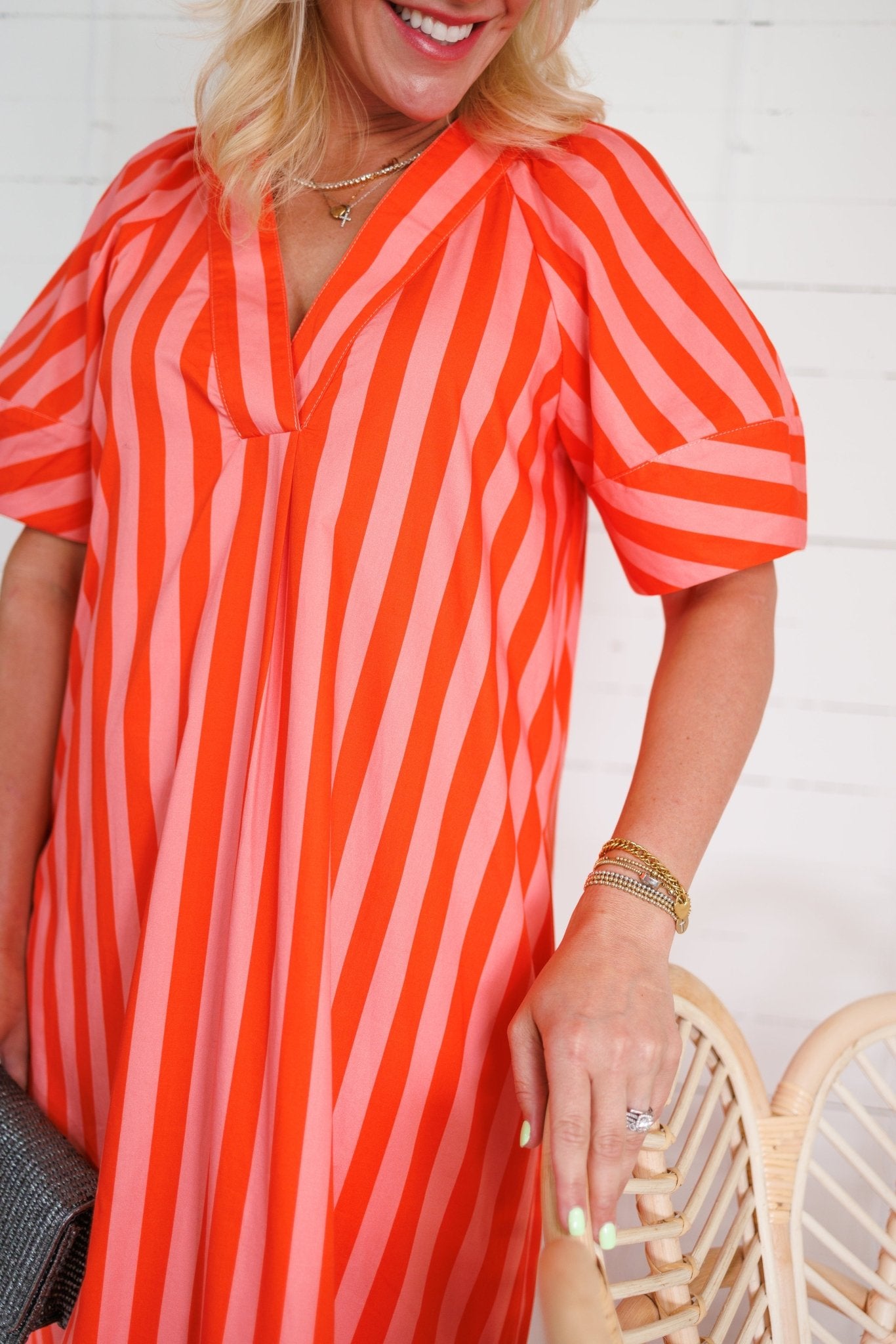 Maddox Coral Stripe Maxi Dress Karlie