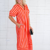 Maddox Coral Stripe Maxi Dress Karlie