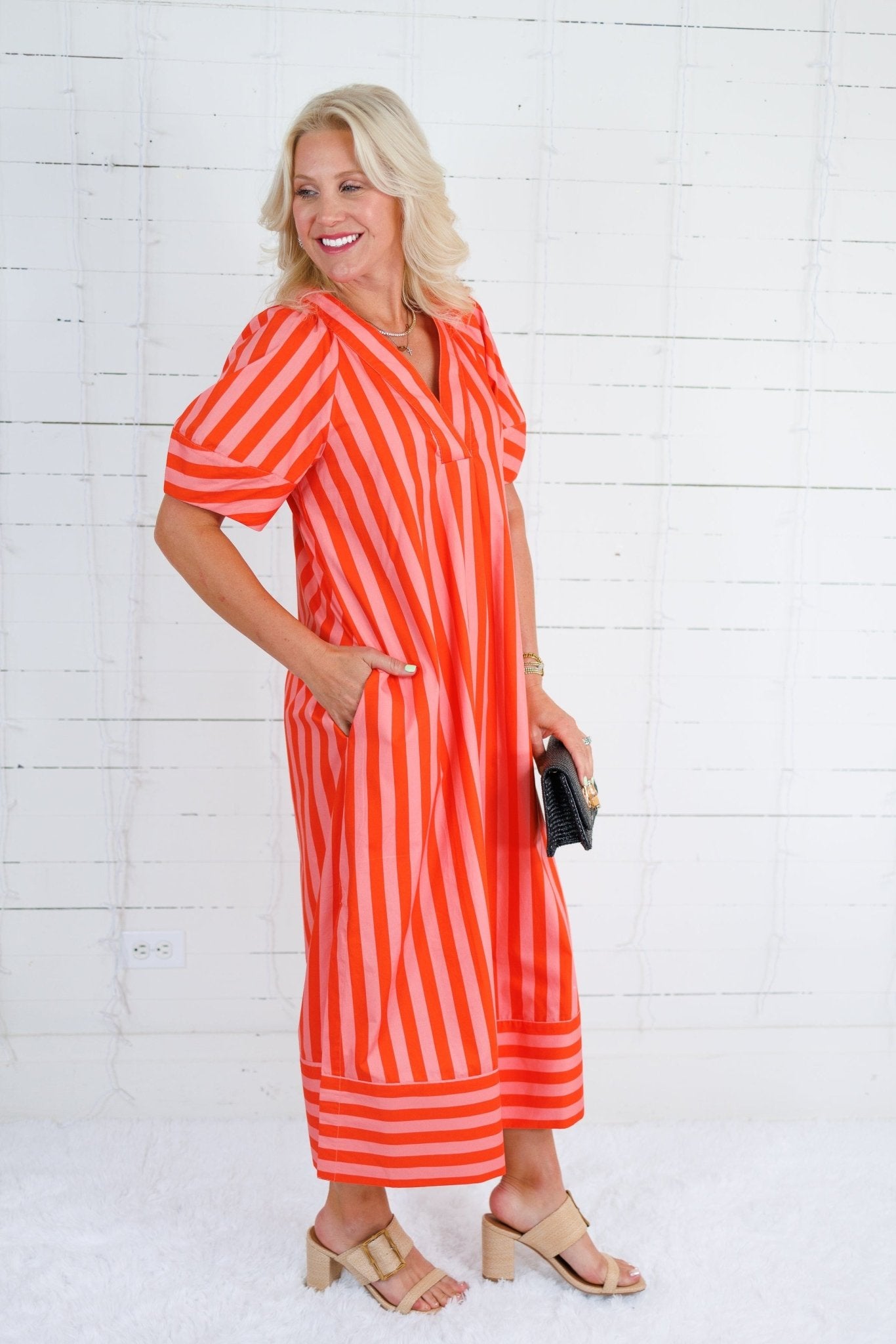 Maddox Coral Stripe Maxi Dress Karlie