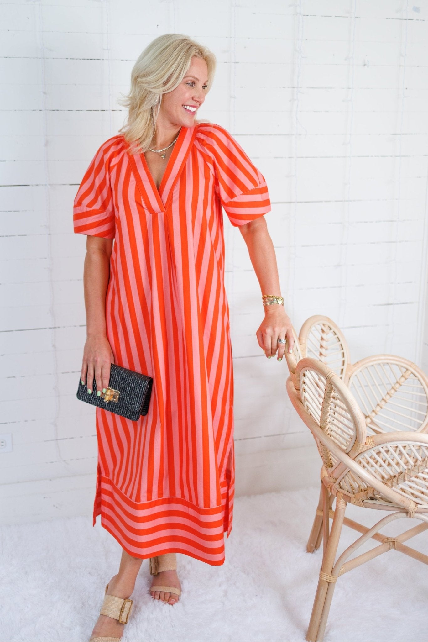 Maddox Coral Stripe Maxi Dress Karlie