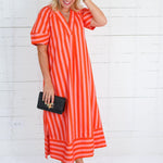 Maddox Coral Stripe Maxi Dress Karlie