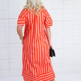 Maddox Coral Stripe Maxi Dress Karlie