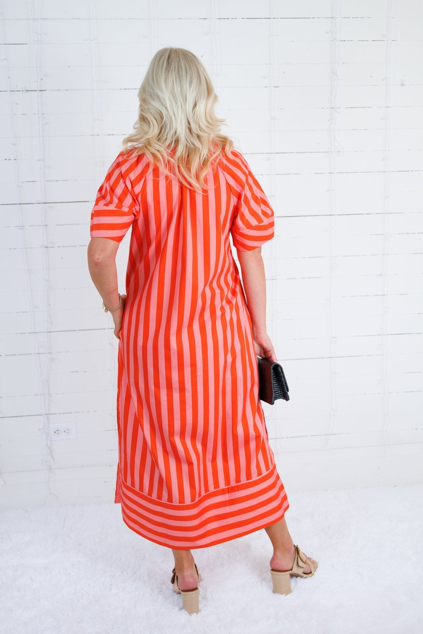 Maddox Coral Stripe Maxi Dress Karlie