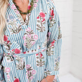 Maggie Oaks Ashley Smokey Blue Stripe Mini Dress