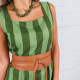Maggie Oaks Campbell Green Striped Maxi Dress