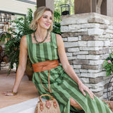 Maggie Oaks Campbell Green Striped Maxi Dress