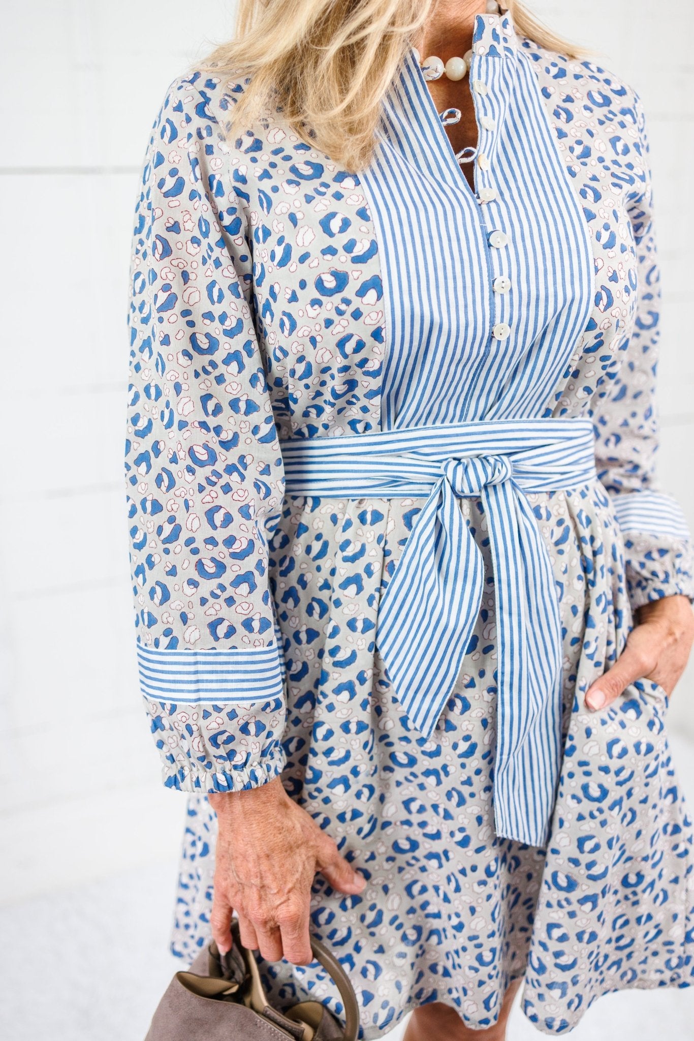 Maggie Oaks Heather Leopard Blues Mini Dress