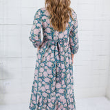 Maggie Oaks Mae Mae Teal Floral Maxi Dress