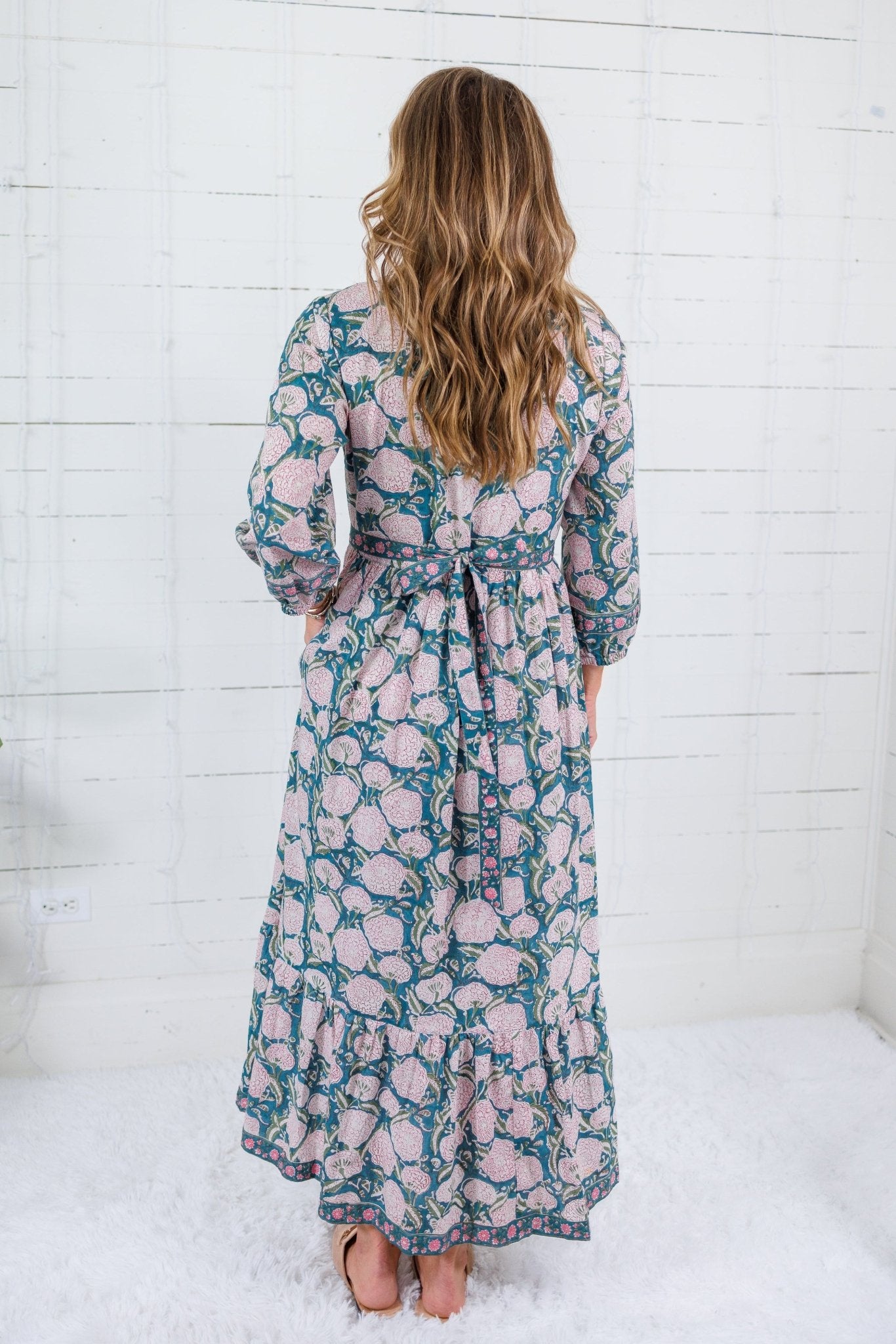Maggie Oaks Mae Mae Teal Floral Maxi Dress