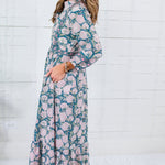 Maggie Oaks Mae Mae Teal Floral Maxi Dress
