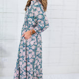 Maggie Oaks Mae Mae Teal Floral Maxi Dress