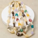 Marble Resin Cylinders + Beads Necklace - A3 Accessories - Jewelry - Clover + Bee