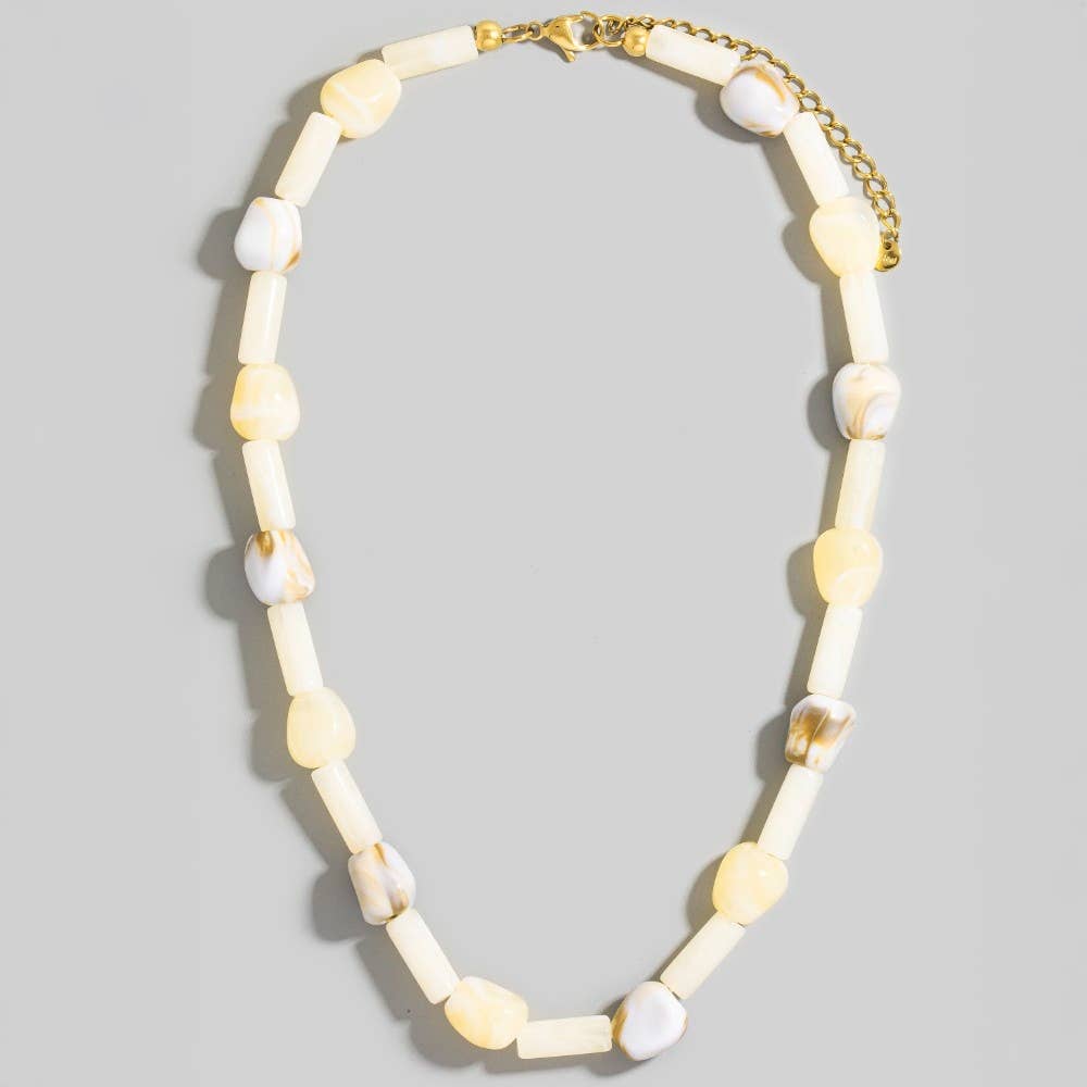 Marble Resin Cylinders + Beads Necklace - A3 Accessories - Jewelry - Clover + Bee