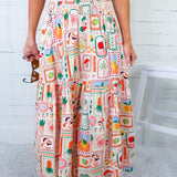 Marco Fruit Basket Smock Waist Maxi Skirt Karlie
