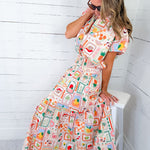Marco Fruit Basket Smock Waist Maxi Skirt Karlie