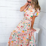 Marco Fruit Basket Smock Waist Maxi Skirt Karlie