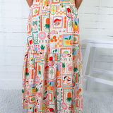 Marco Fruit Basket Smock Waist Maxi Skirt Karlie