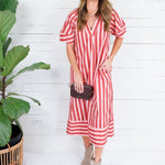 Margaret Claret Stripe Maxi Dress Karlie
