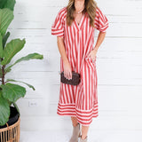 Margaret Claret Stripe Maxi Dress Karlie
