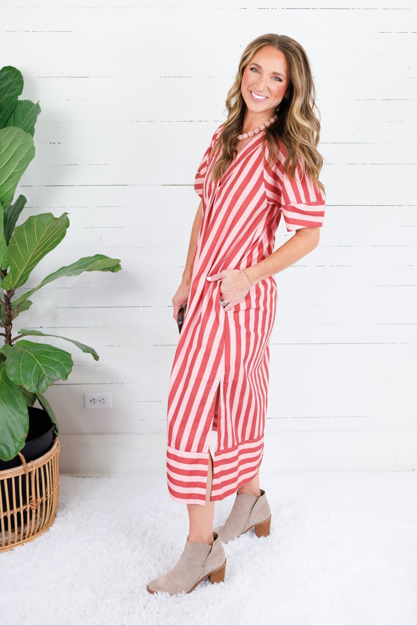 Margaret Claret Stripe Maxi Dress Karlie