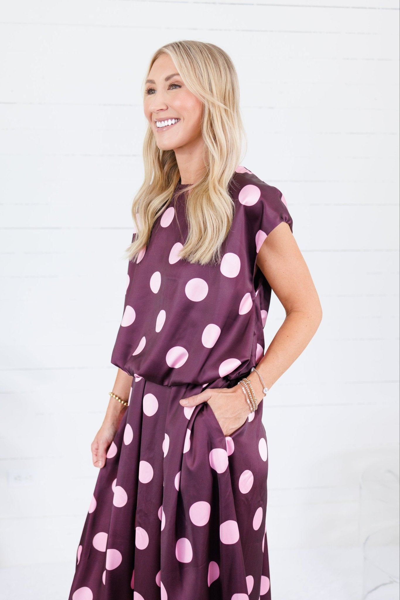 Marie Plum Dotty Bubble Top Glam