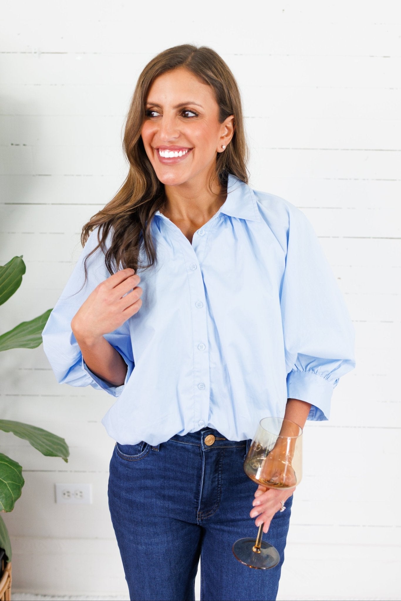 Marisa Sky Blue Poplin Bubble Top Karlie