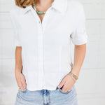 Marisol White Embroidered Collar Top Kut
