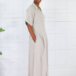 Marla Natural Linen Nipped Waist Shirt Dress THML