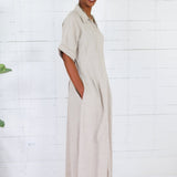 Marla Natural Linen Nipped Waist Shirt Dress THML