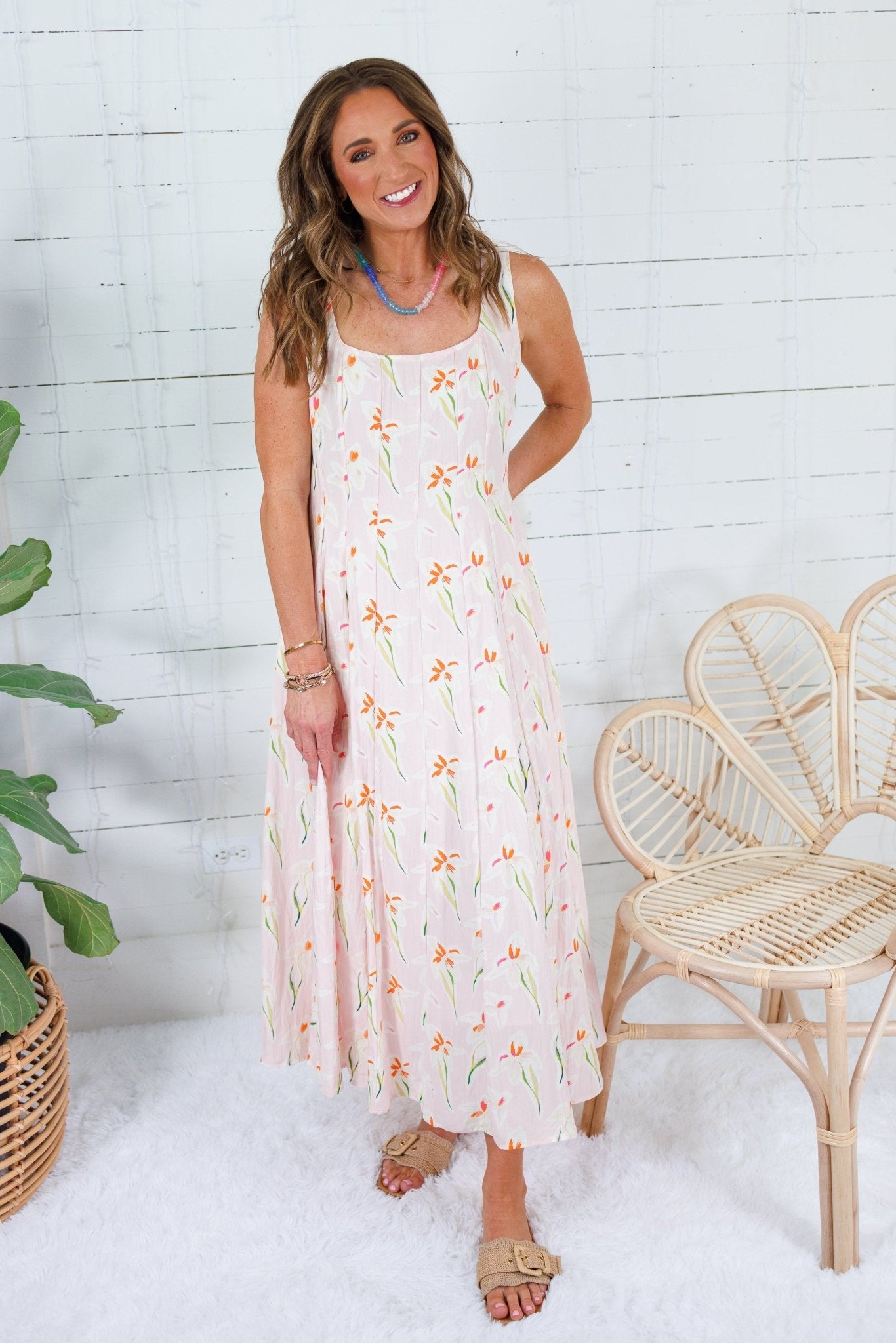 Marlow Light Pink Flower Fields Maxi Dress TCEC