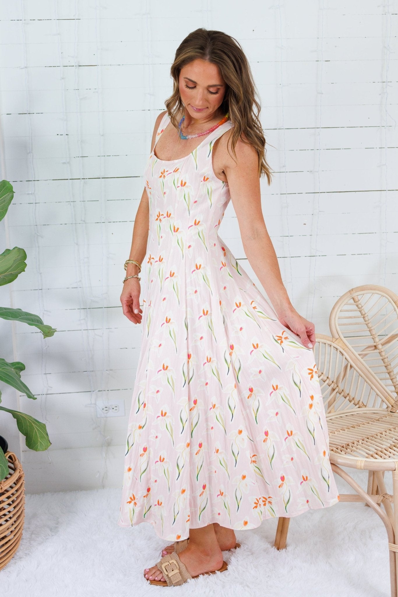 Marlow Light Pink Flower Fields Maxi Dress TCEC