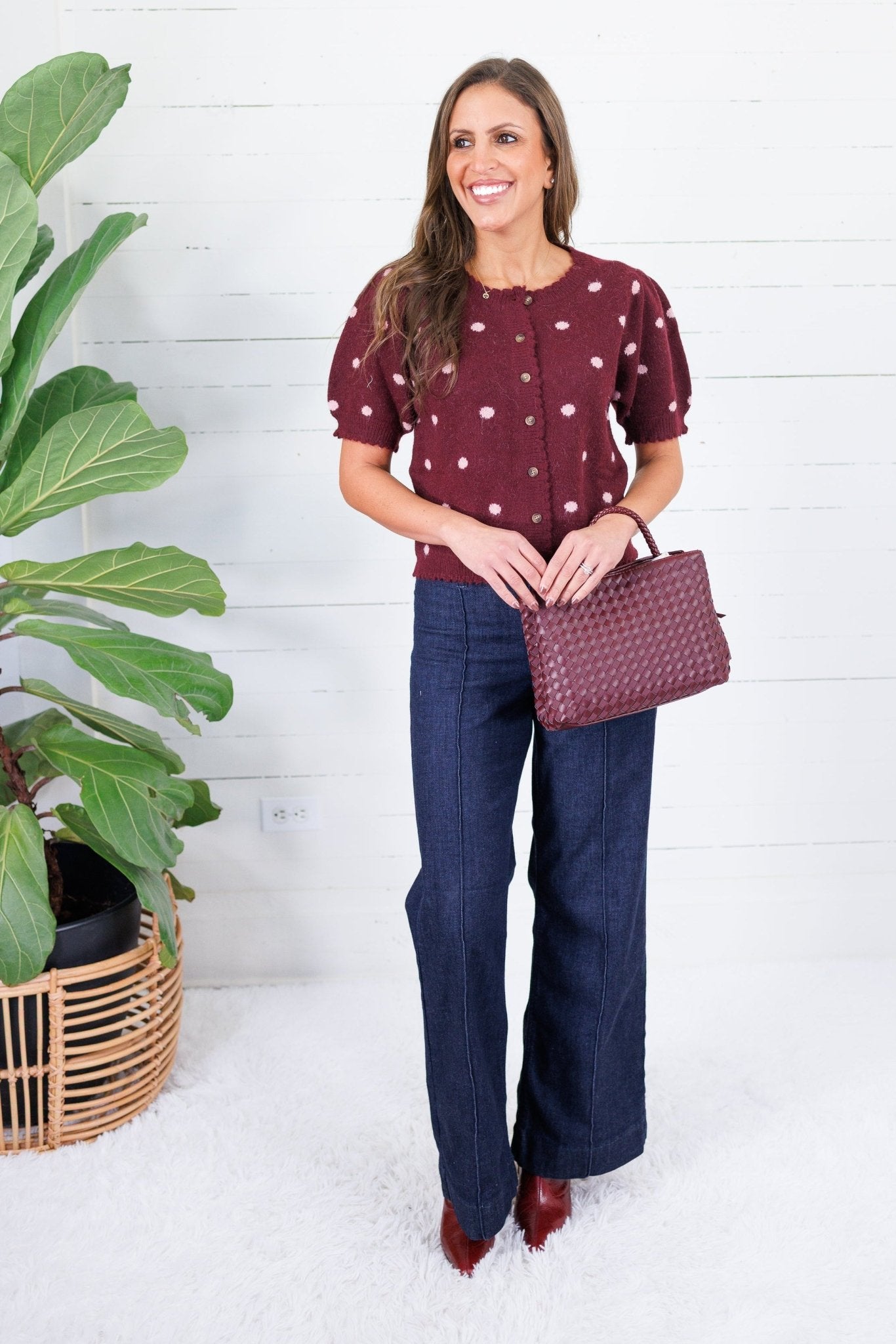 Marshall Burgundy + Rose Dots Sweater Entro