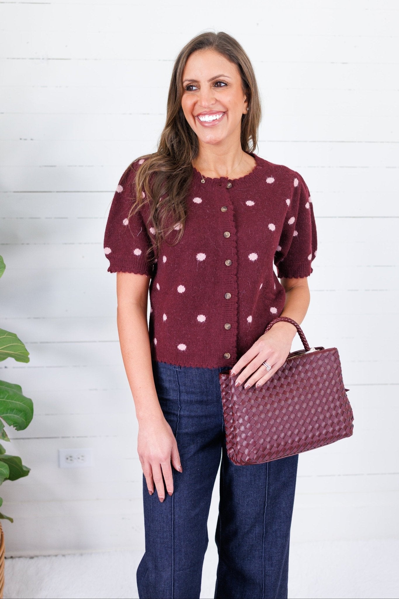 Marshall Burgundy + Rose Dots Sweater Entro