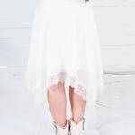 Martha Ivory + Lace Asymmetrical Slip Skirt Lucy Paris