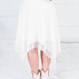 Martha Ivory + Lace Asymmetrical Slip Skirt Lucy Paris